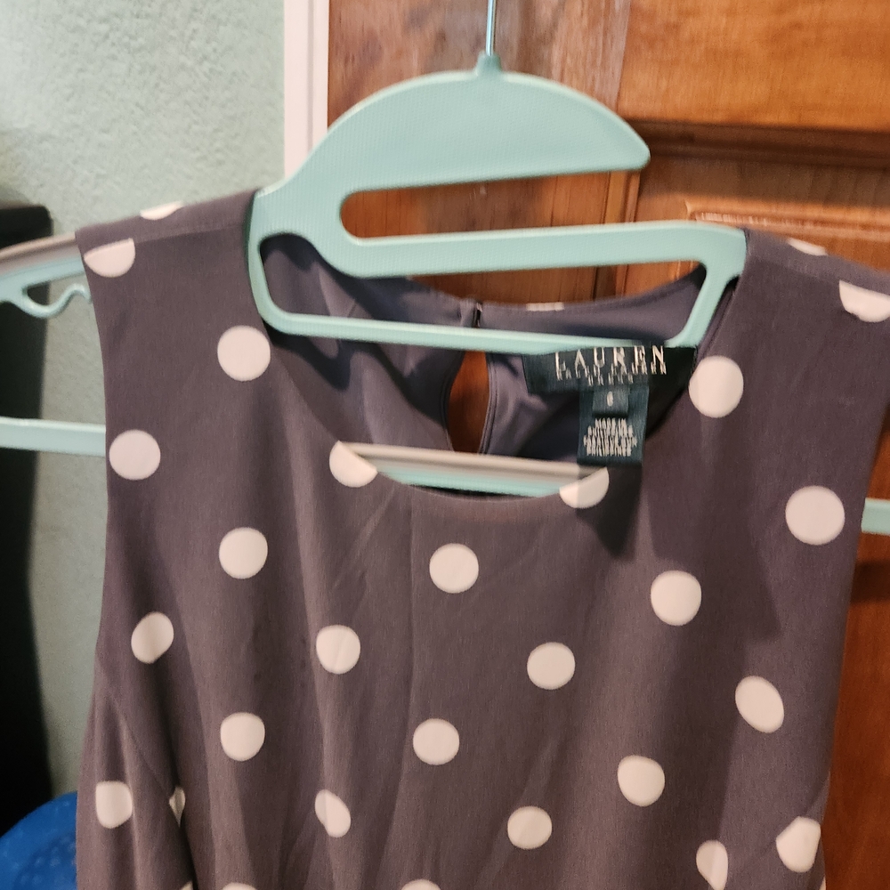 Ralph Lauren Charcoal Dress with White Polka Dots